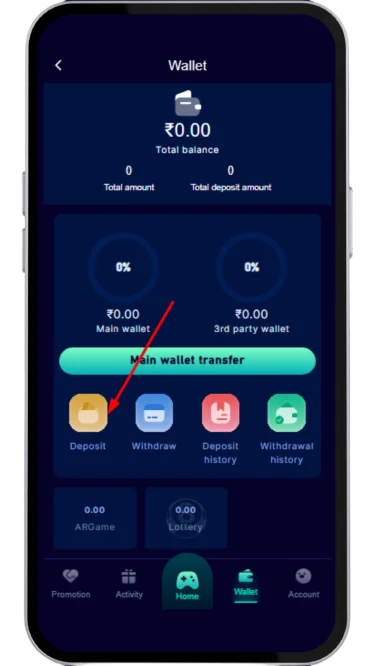 click on Deposit option